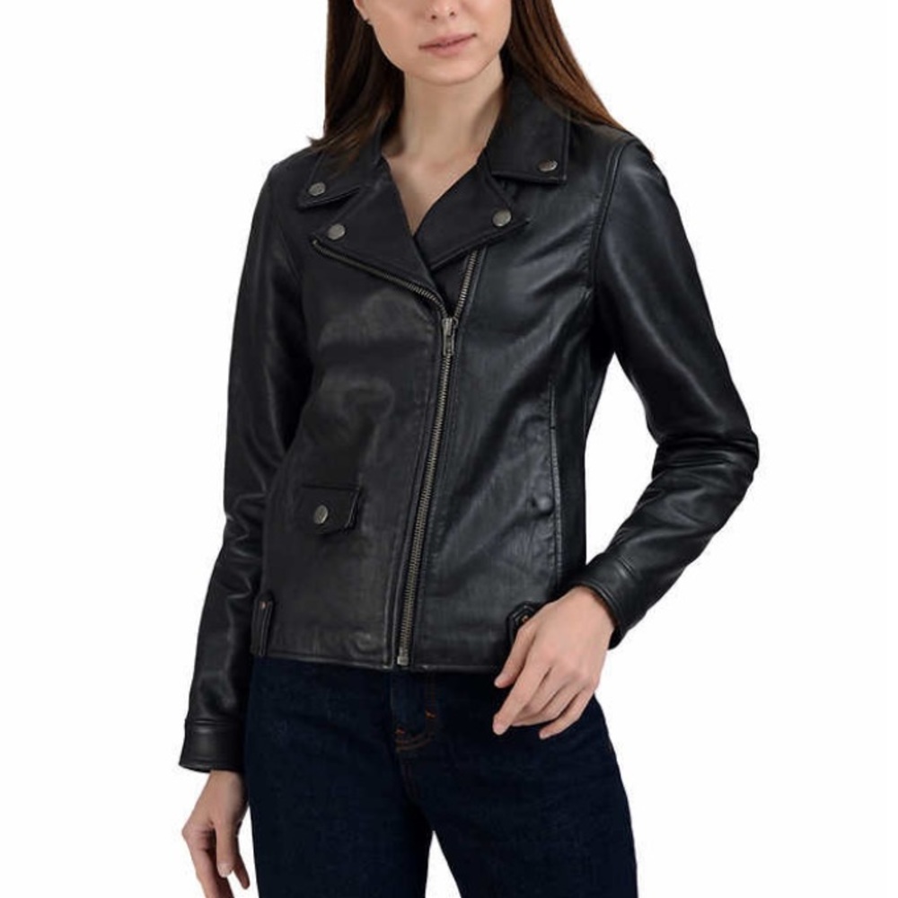 Frye Women’s Classic Biker Black Leather Jacket